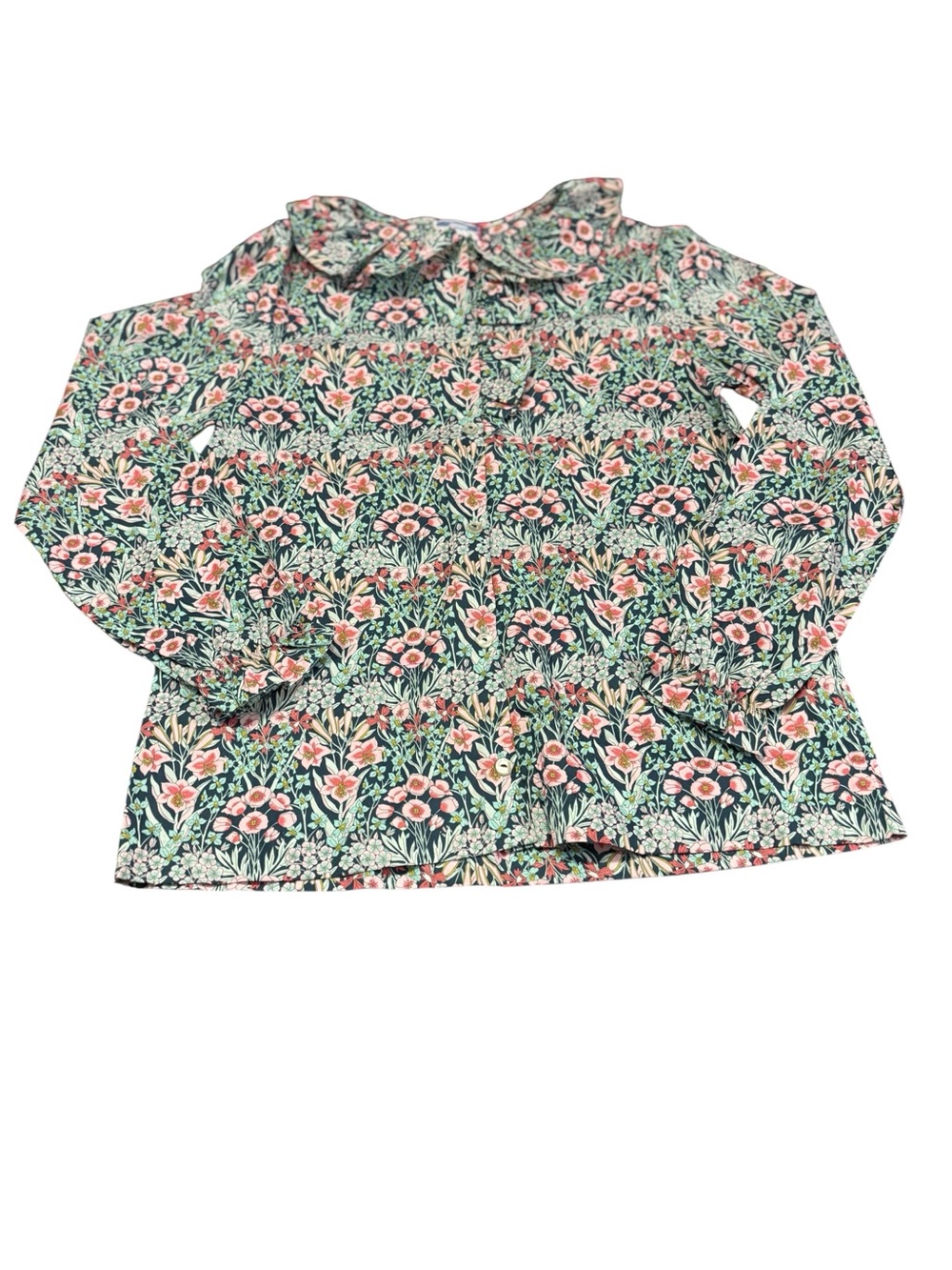 NWT Jacadi  Girls Floral Long-Sleeve Blouse, size 12